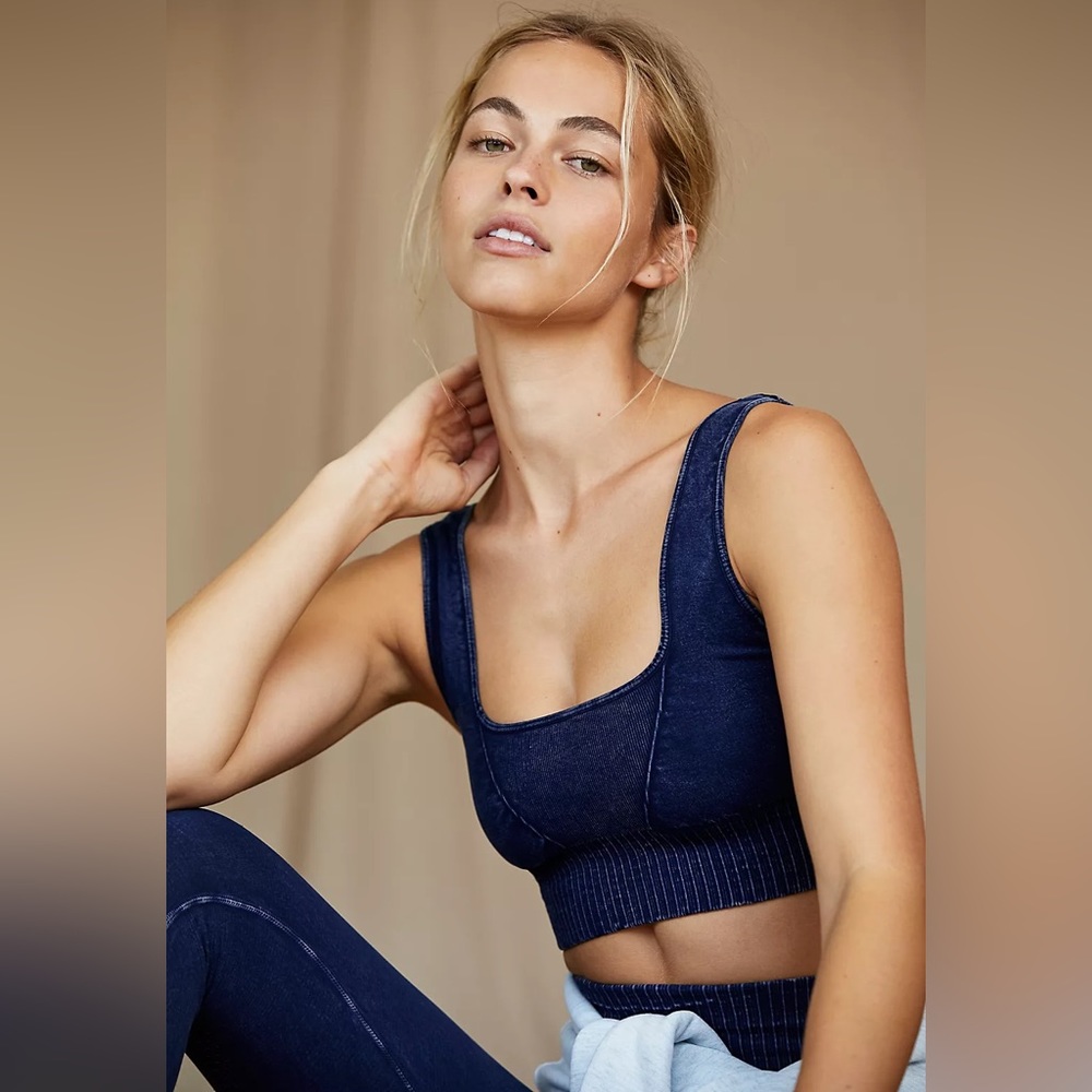 🆕FP Movement by Free People NWOT GK Square Neck Bra in Deepest Navy (FPM-21)